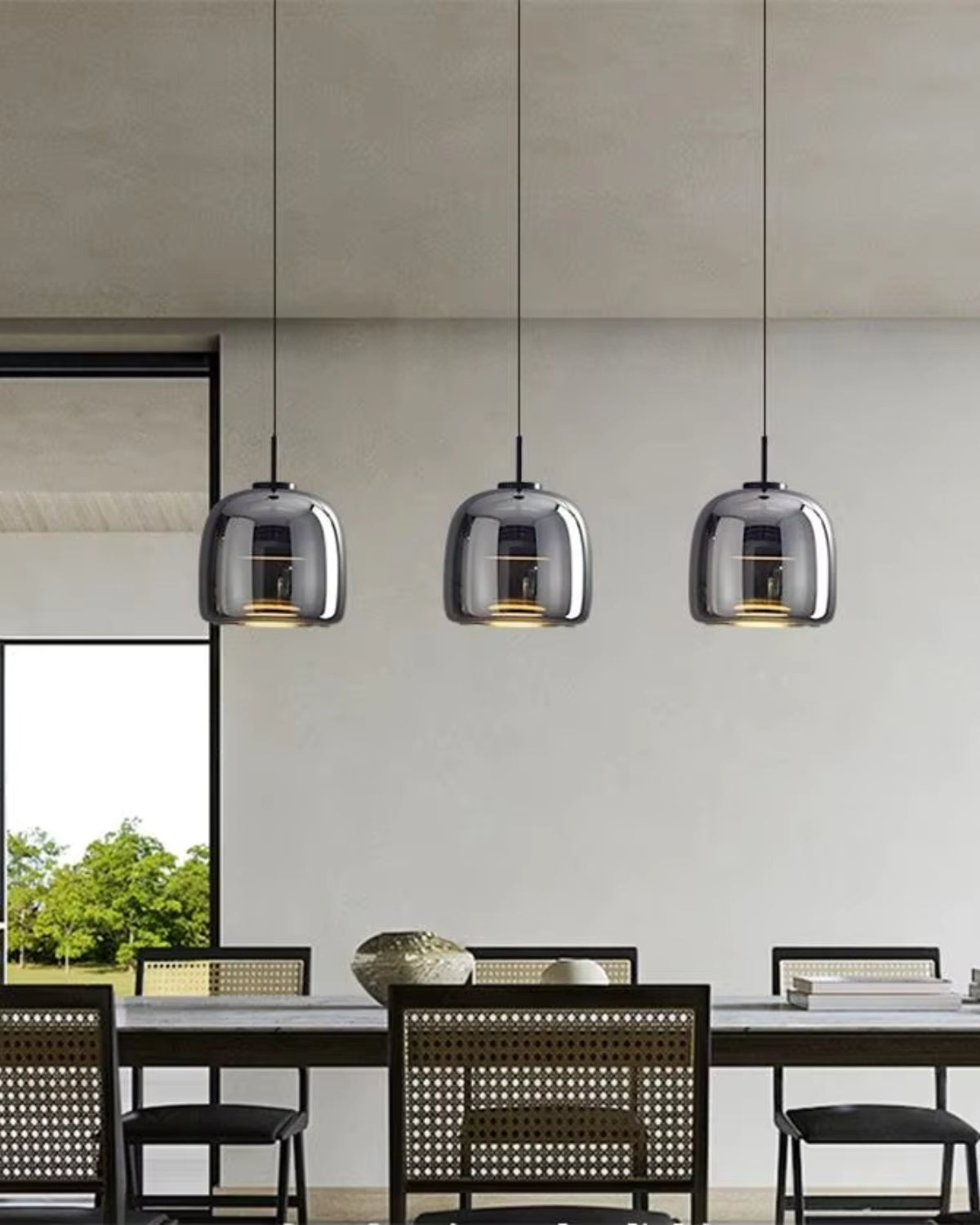 Hanglamp Rookglas met LED Verlichting Goud Zwart Amber Dimbaar Eetkamer | Scandinavische Glazen Plafondlamp Metalen Finish Keukeneiland Moderne Verlichting Woonkamer Design | Sansoti