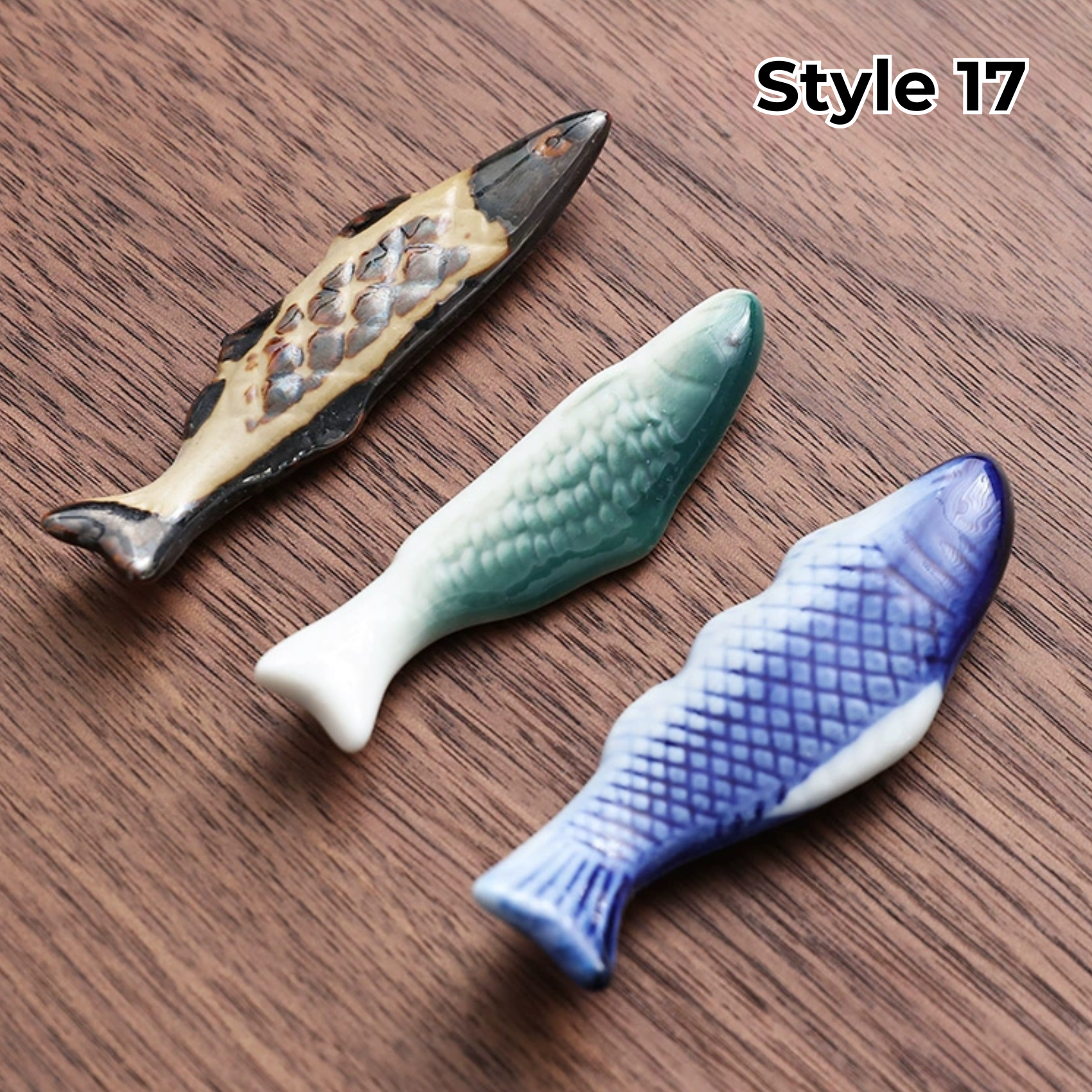 Ceramic Chopstick Rest with Animal and Fruit Motifs – Set of 3 | Sansoti