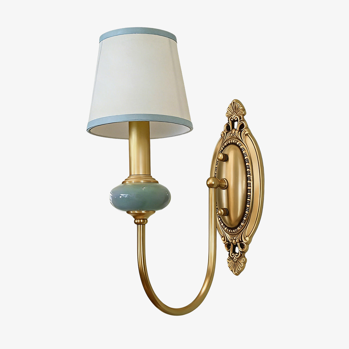 Keramische wandlamp met stoffen kap - 1 of 2 lichtpunten - E27 - diverse kleuren & stijlen | Sansoti