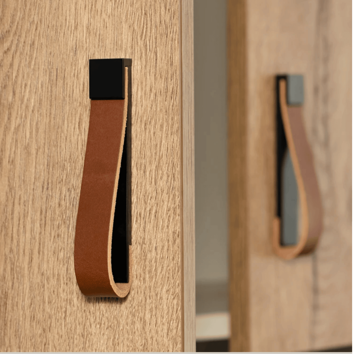 Schrankgriffe aus Leder und Messing im Vintage-Look, 6-13 cm, für Möbel, Küche, Kommode und Sideboard, Möbelgriffe und Knopf | Sansoti