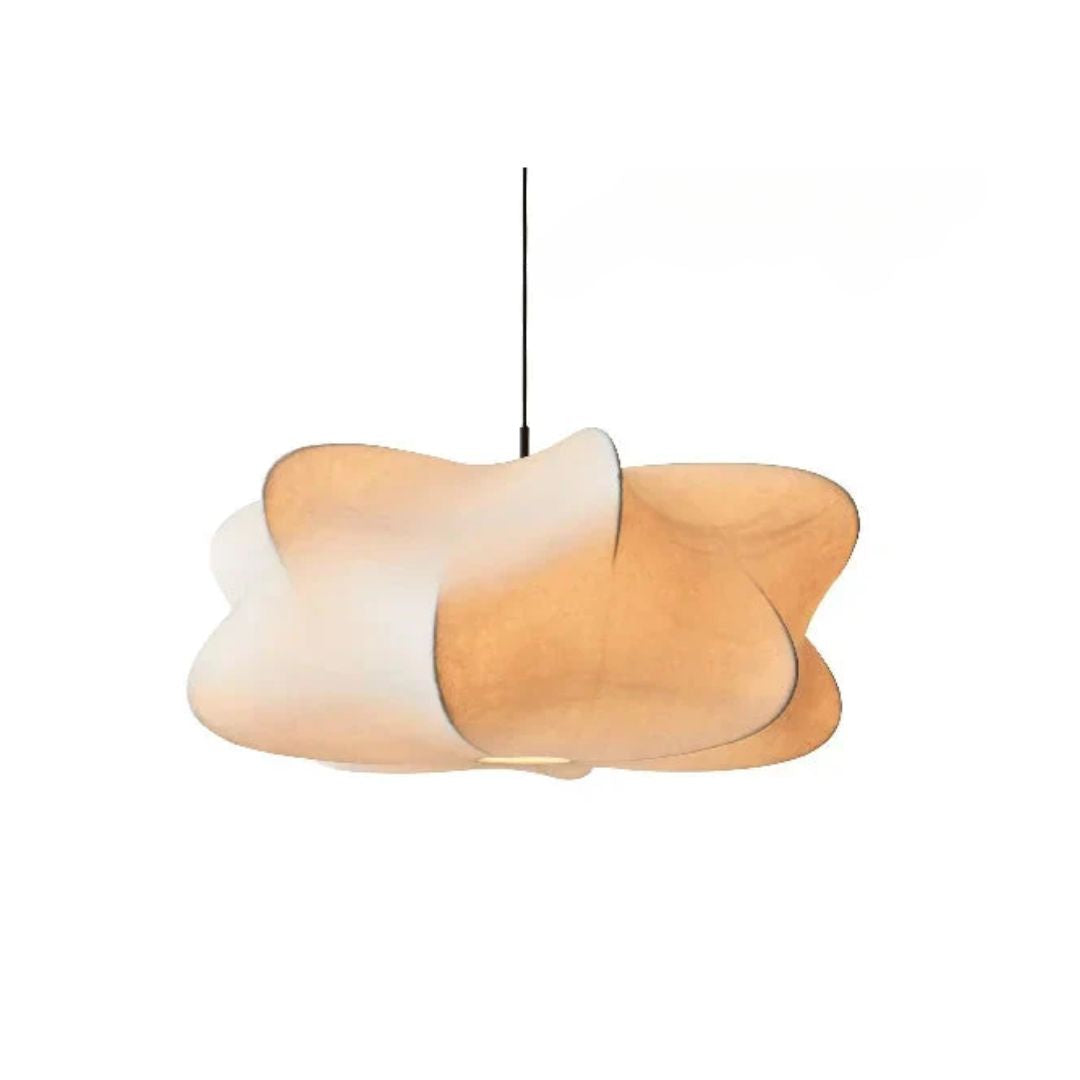 Hanglamp Wabi Sabi Zijde Metaal Beige E27 Eettafel Woonkamer Organisch Design Japandi Interieur Zachte Verlichting | Sansoti