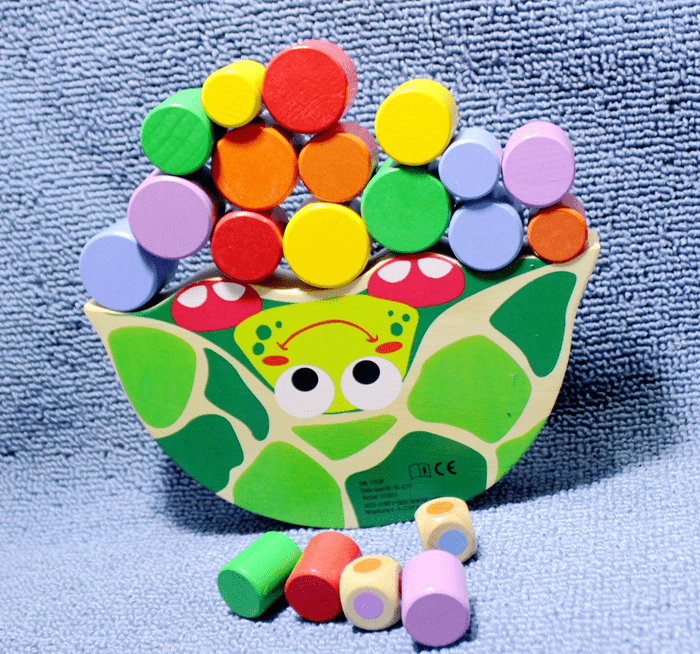 Jeu d’empilage en bois en forme de tortue avec blocs colorés pour la motricité, l’équilibre et la coordination – Jouet éducatif | Sansoti