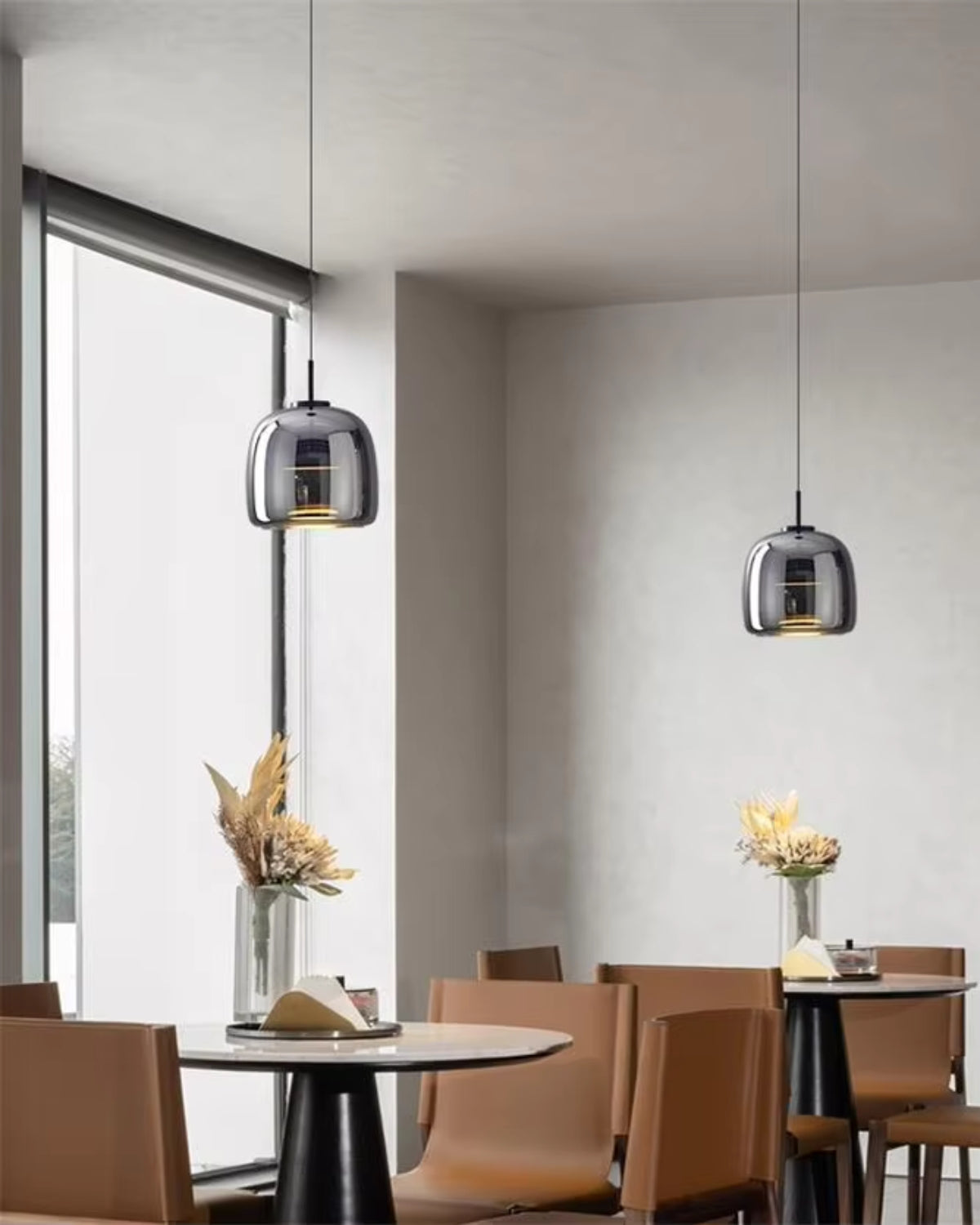 Hanglamp Rookglas met LED Verlichting Goud Zwart Amber Dimbaar Eetkamer | Scandinavische Glazen Plafondlamp Metalen Finish Keukeneiland Moderne Verlichting Woonkamer Design | Sansoti