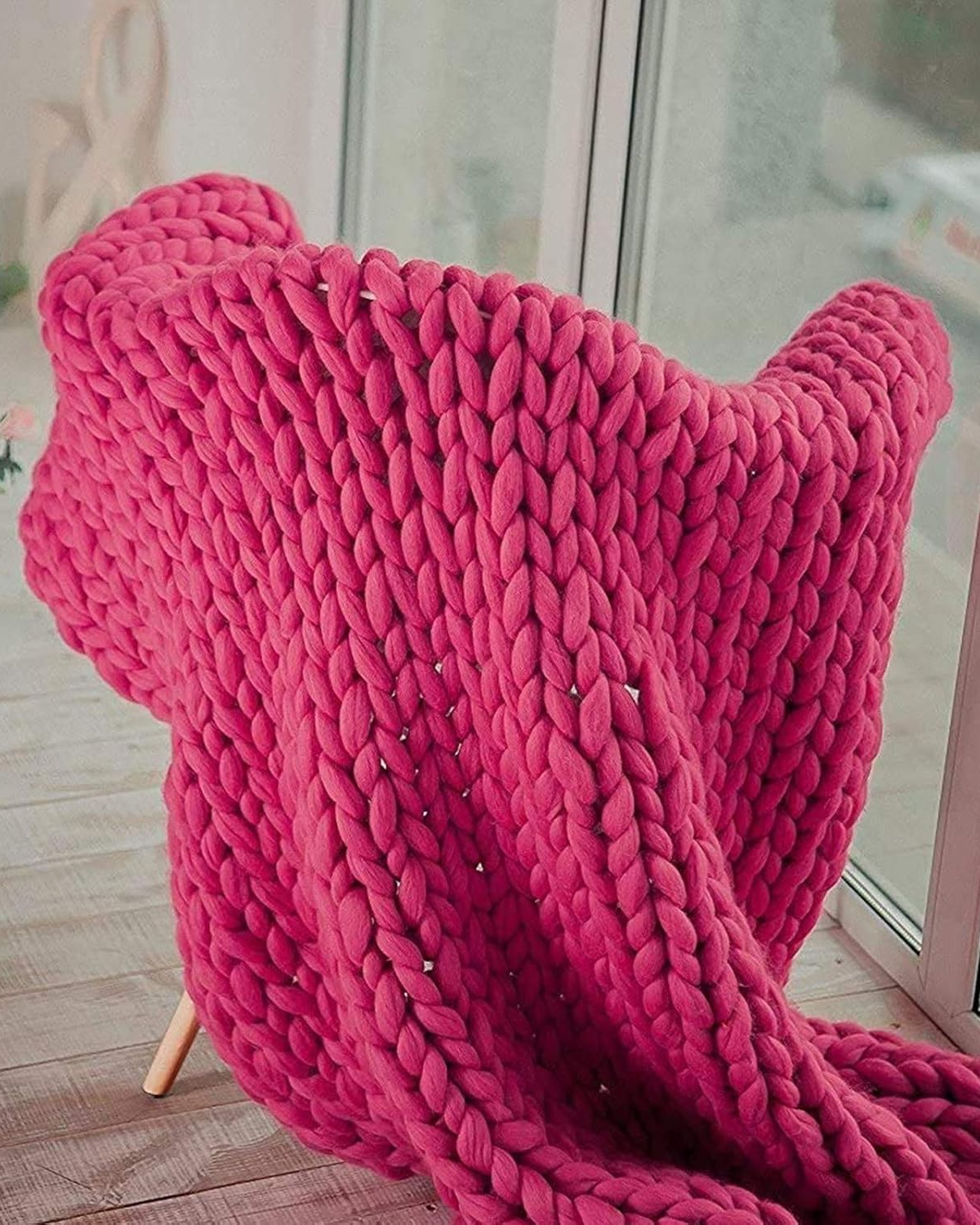 Handgebreid Chunky Plaid – Dik Gebreide Deken in Zachte Chenille voor Bank en Bed | Sansoti