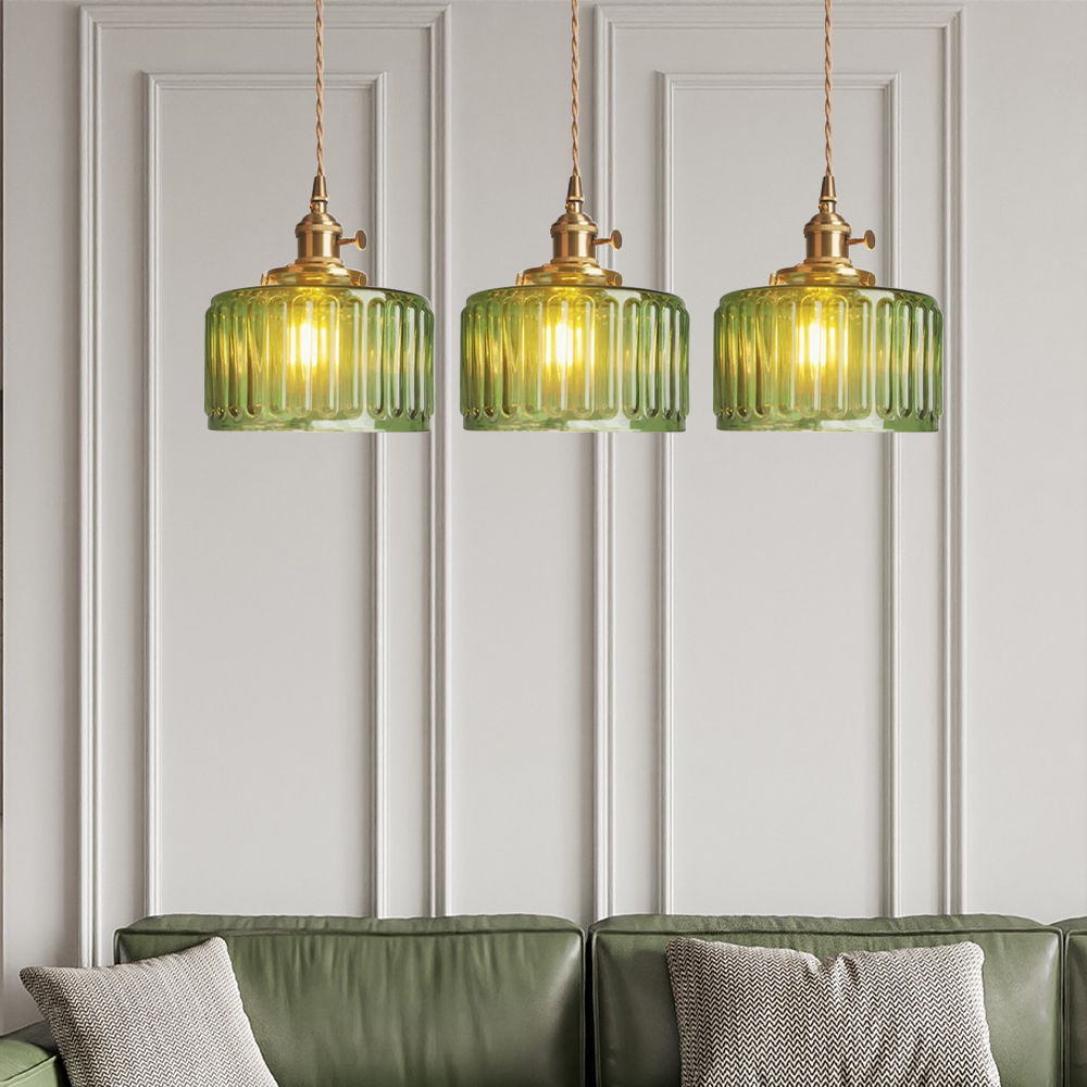Crystal Glass Pendant Light Cylindrical Shape Adjustable Height Vintage Style Living Room Dining Room Hallway Ambient Lighting | Sansoti