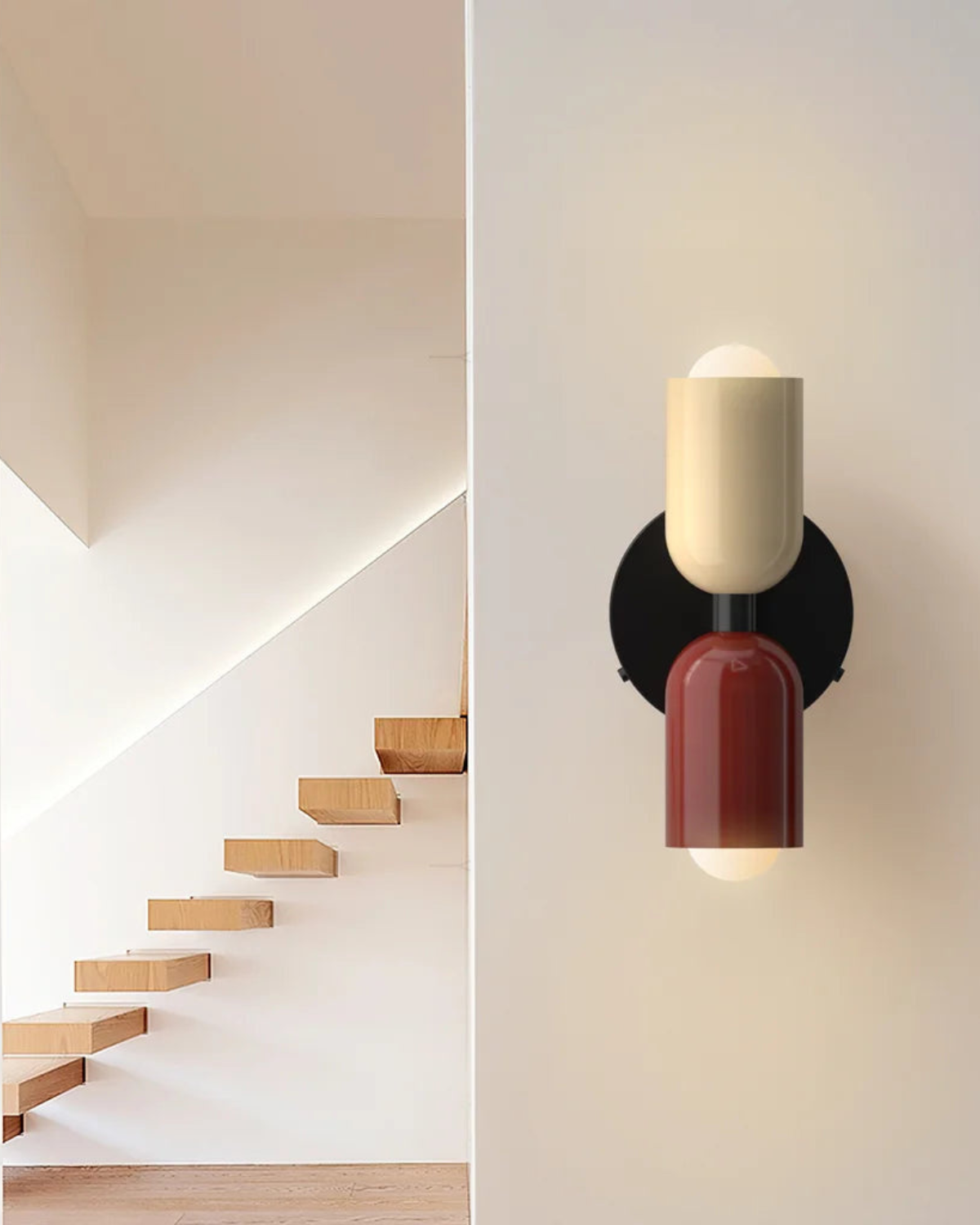 Wandlamp Dubbele Ronde Kap Zwart Frame Warm Sfeerlicht Slaapkamer Woonkamer Gang Minimalistische Wandverlichting Modern Japandi Scandinavisch Interieur | Sansoti
