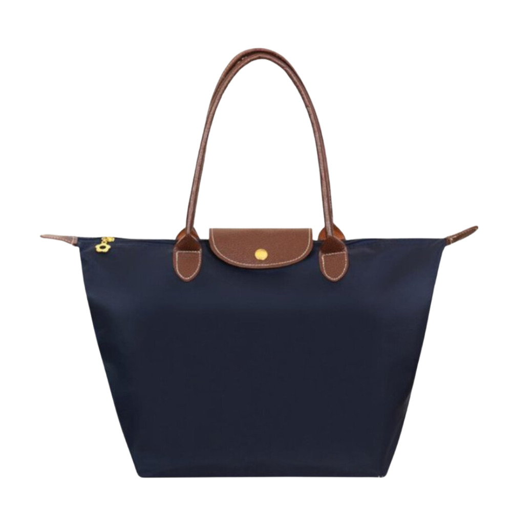 Waterdichte Nylon Shopper met Lederen Details – Ruime Handtas voor Werk en Reizen | Sansoti
