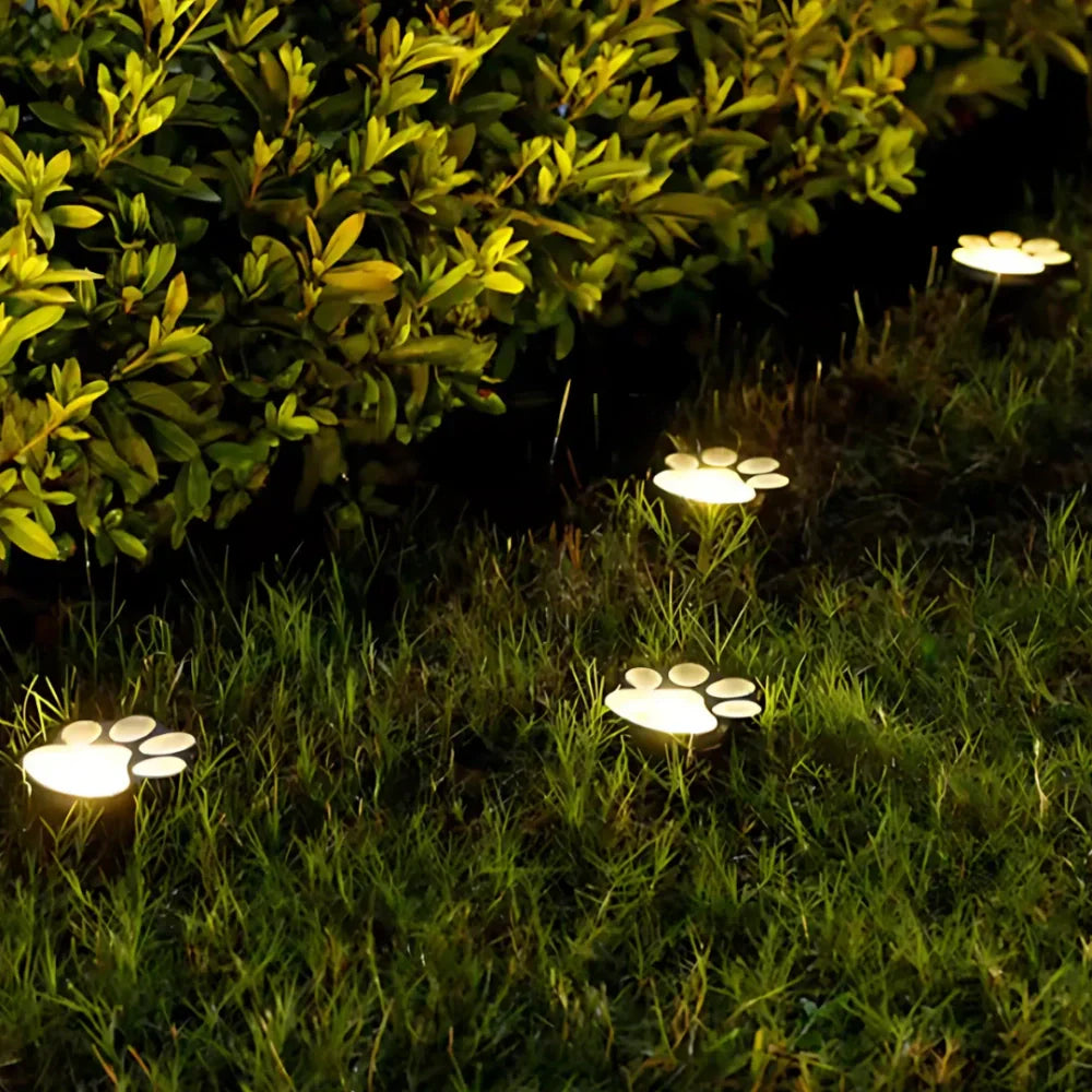 Solar Garden Lighting Paw Print Shaped LED Warm White Decorative Path Light for Outdoor | Sansoti