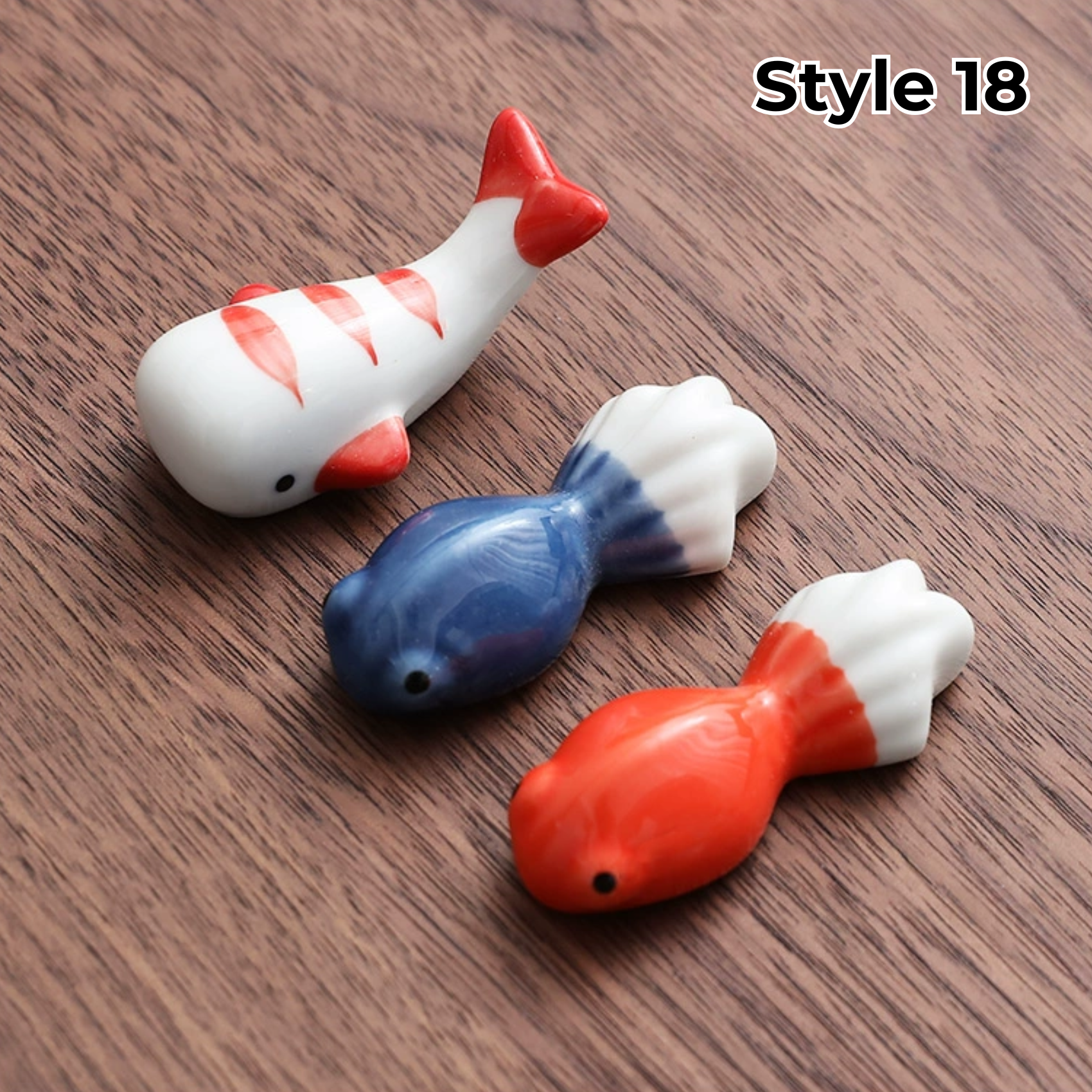 Ceramic Chopstick Rest with Animal and Fruit Motifs – Set of 3 | Sansoti