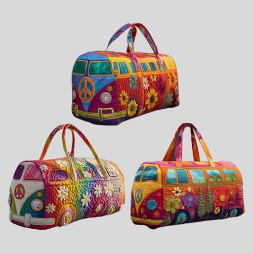 Quilted Travel Bag with Floral Pattern 45.5x22.5x22.5 cm Carry-On Weekend Bag Foam Protection Duffel Bag | Sansoti