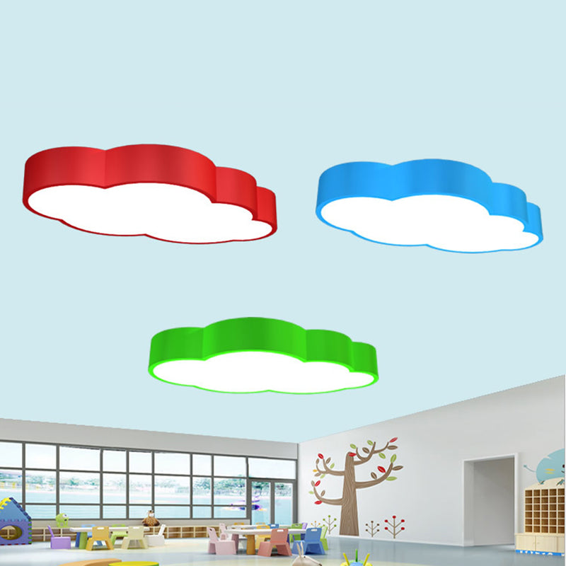 Wolkvormige Plafondlamp voor Kinderkamer Acryl 46cm/52cm LED Cartoon Design in Rood/Geel/Blauw | Sansoti