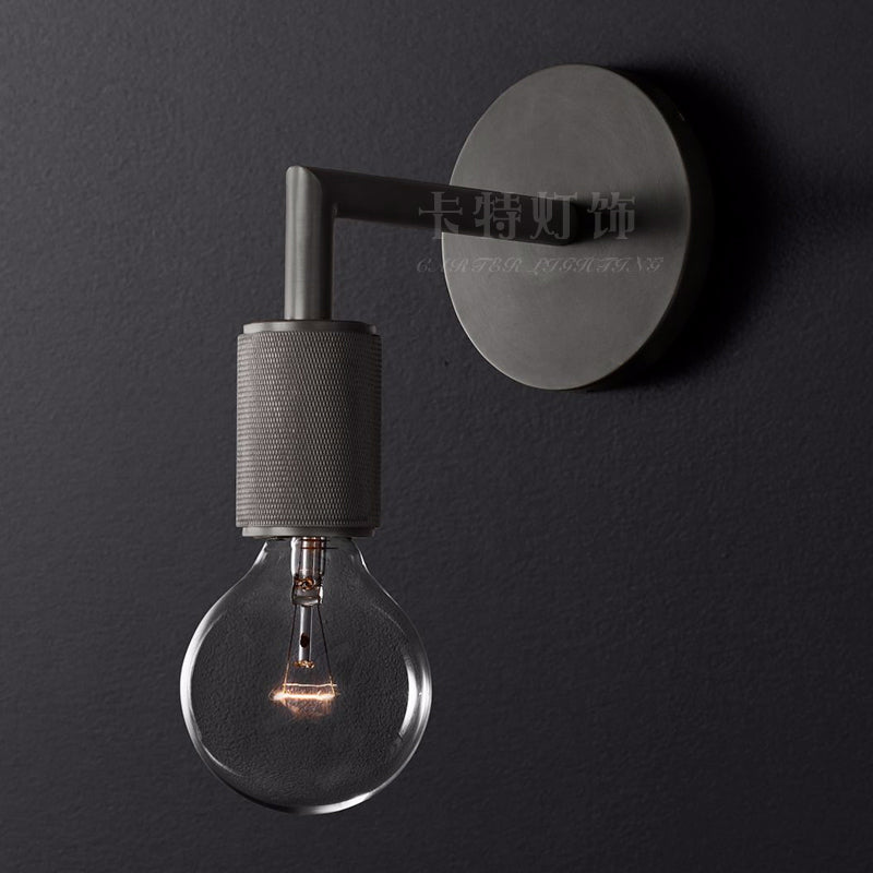 Minimalistische Wandlamp met Vierkante Arm – Metalen Sconce voor Binnen in Zwart, Messing of Chroom | 1 of 2 Lichtpunten | Bare Bulb Industrieel Design | E26/E27 Fitting | Sansoti
