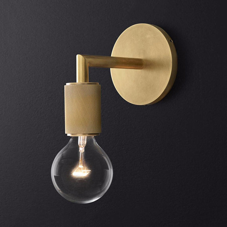 Minimalistische Wandlamp met Vierkante Arm – Metalen Sconce voor Binnen in Zwart, Messing of Chroom | 1 of 2 Lichtpunten | Bare Bulb Industrieel Design | E26/E27 Fitting | Sansoti