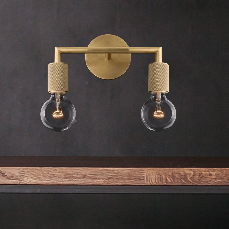 Minimalistische Wandlamp met Vierkante Arm – Metalen Sconce voor Binnen in Zwart, Messing of Chroom | 1 of 2 Lichtpunten | Bare Bulb Industrieel Design | E26/E27 Fitting | Sansoti