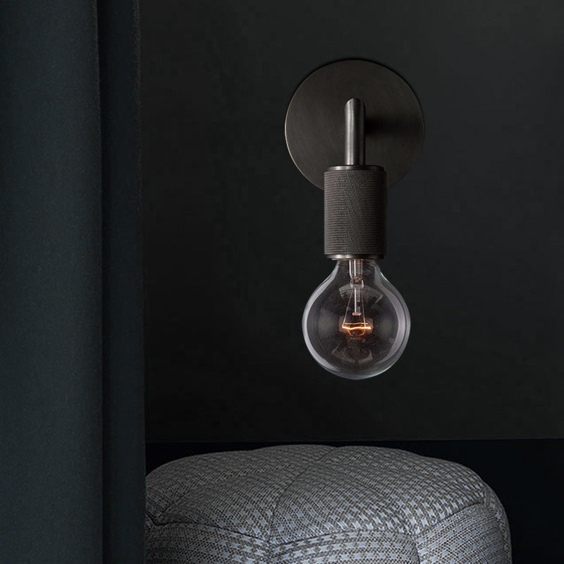 Minimalistische Wandlamp met Vierkante Arm – Metalen Sconce voor Binnen in Zwart, Messing of Chroom | 1 of 2 Lichtpunten | Bare Bulb Industrieel Design | E26/E27 Fitting | Sansoti