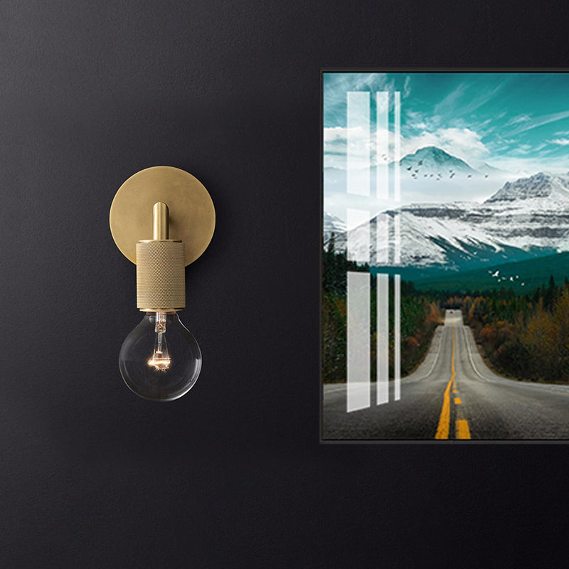 Minimalistische Wandlamp met Vierkante Arm – Metalen Sconce voor Binnen in Zwart, Messing of Chroom | 1 of 2 Lichtpunten | Bare Bulb Industrieel Design | E26/E27 Fitting | Sansoti