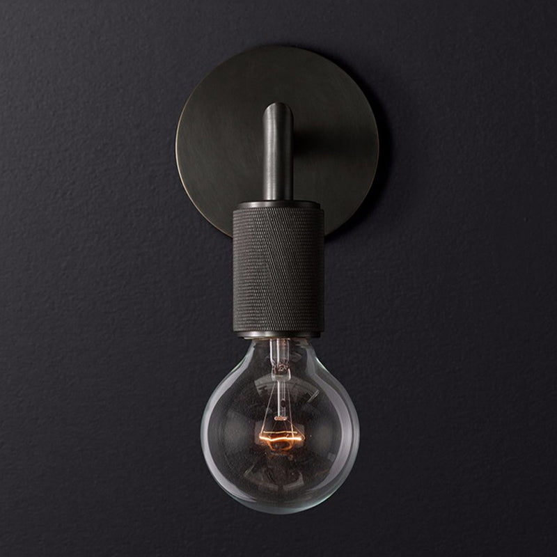 Minimalistische Wandlamp met Vierkante Arm – Metalen Sconce voor Binnen in Zwart, Messing of Chroom | 1 of 2 Lichtpunten | Bare Bulb Industrieel Design | E26/E27 Fitting | Sansoti