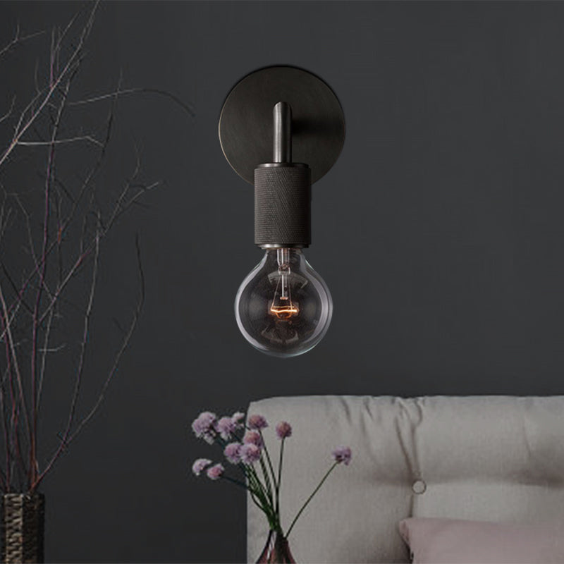 Minimalistische Wandlamp met Vierkante Arm – Metalen Sconce voor Binnen in Zwart, Messing of Chroom | 1 of 2 Lichtpunten | Bare Bulb Industrieel Design | E26/E27 Fitting | Sansoti