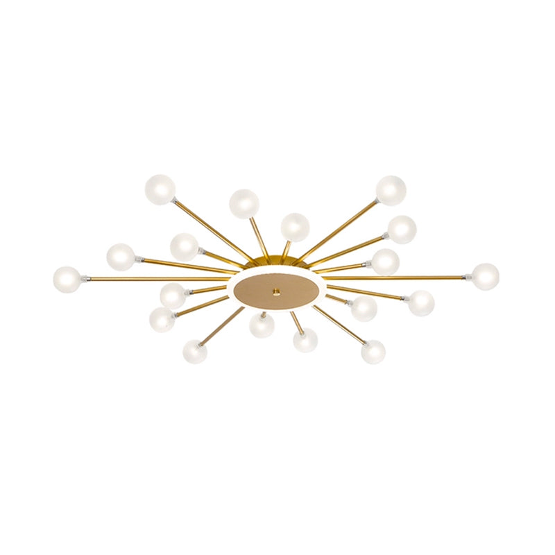 Postmoderne Plafondlamp met 18 Lichtpunten Matglas Starburst Design Zwart Goud Semi-Flush | Sansoti
