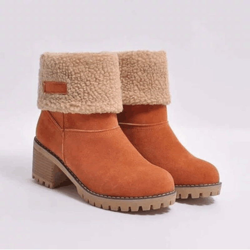 Winterlaarzen Dames met Lage Blokhak Comfortabel Antislip Warme Voering Stretch Zwart Groen Rood Elegante Laarzen | Sansoti