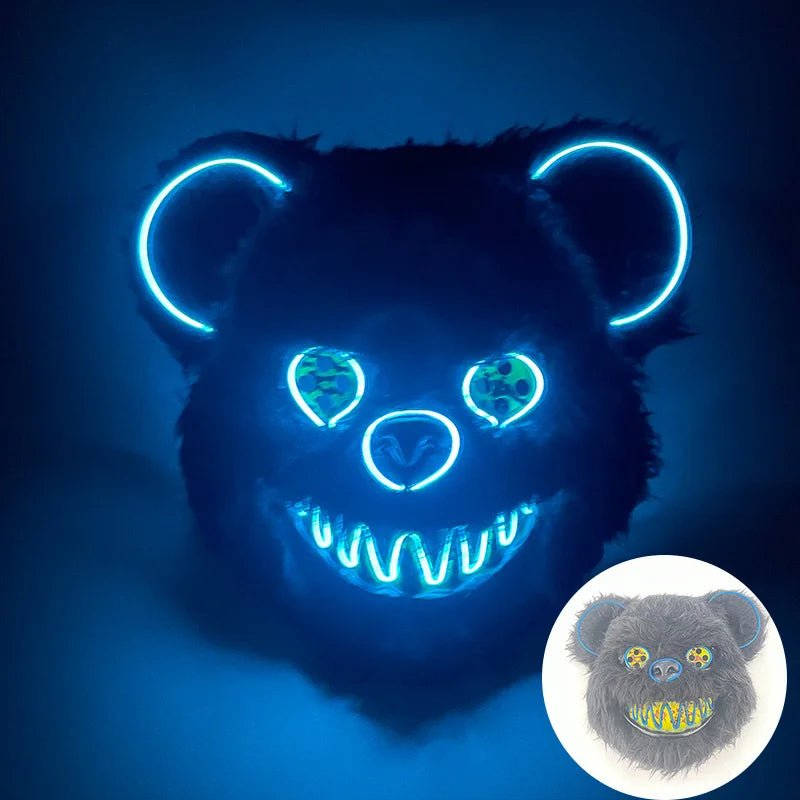 Oplichtend LED Neon Masker Beer Konijn Horror Halloween Griezelfeest Verkleedkostuum Spookhuis Party Decoratie | Sansoti