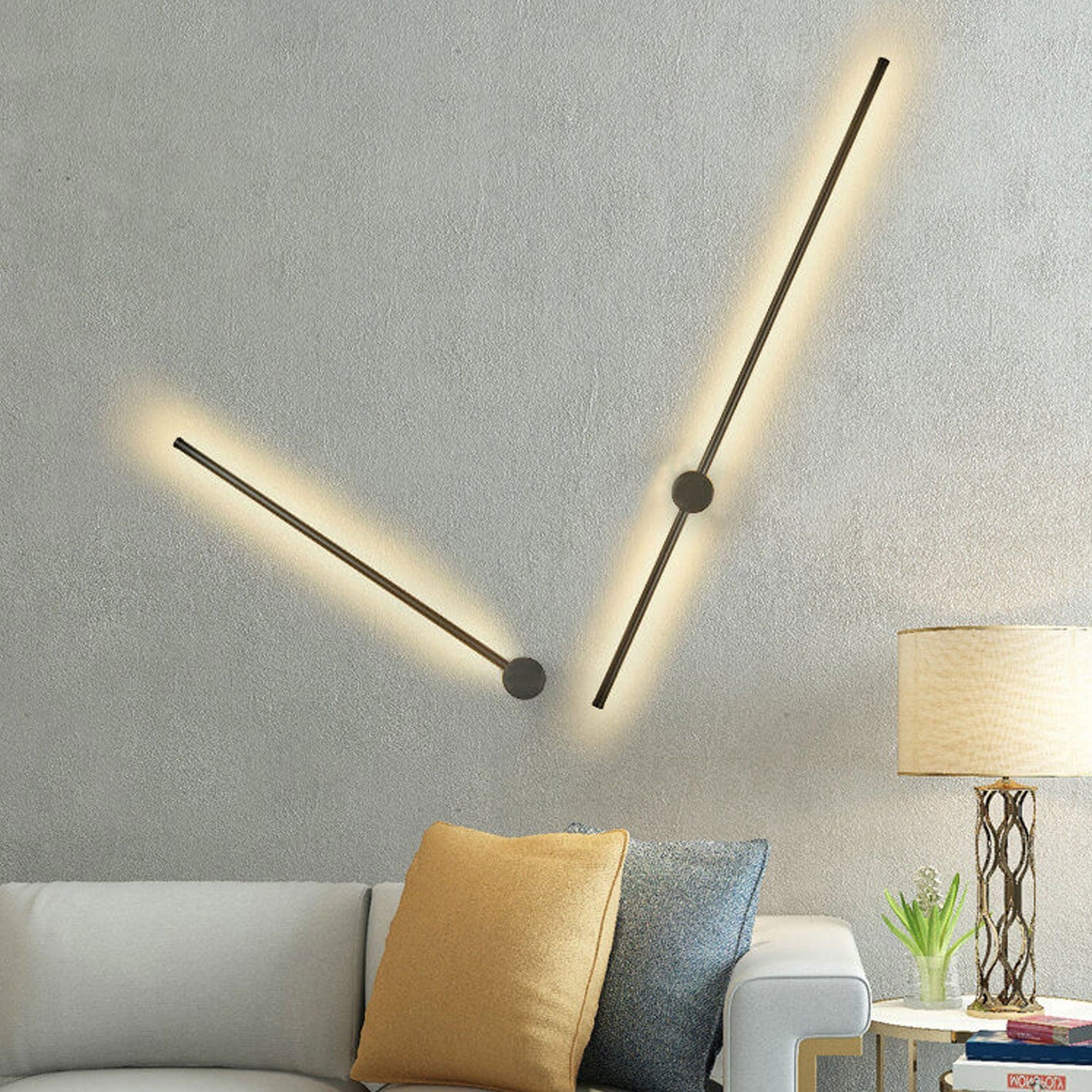 Wandlamp LED Staf Aluminium Zwart Goud 60cm 80cm Woonkamer Slaapkamer Studeerkamer Lijnlamp Minimalistisch Modern Sfeerlamp | Sansoti