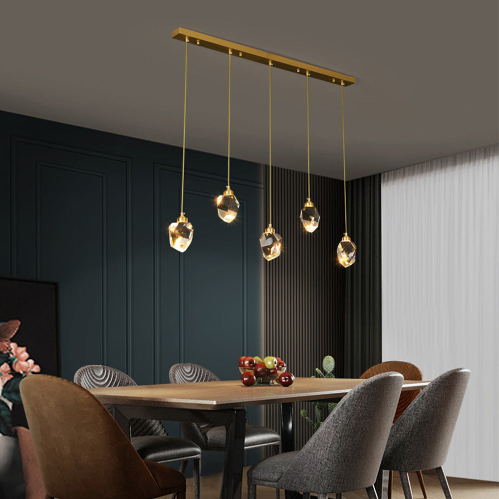 Hanglamp Glas Metaal Goud Verstelbaar Eettafel Woonkamer Keukeneiland Druppelvorm Designlamp Sfeerverlichting | Sansoti
