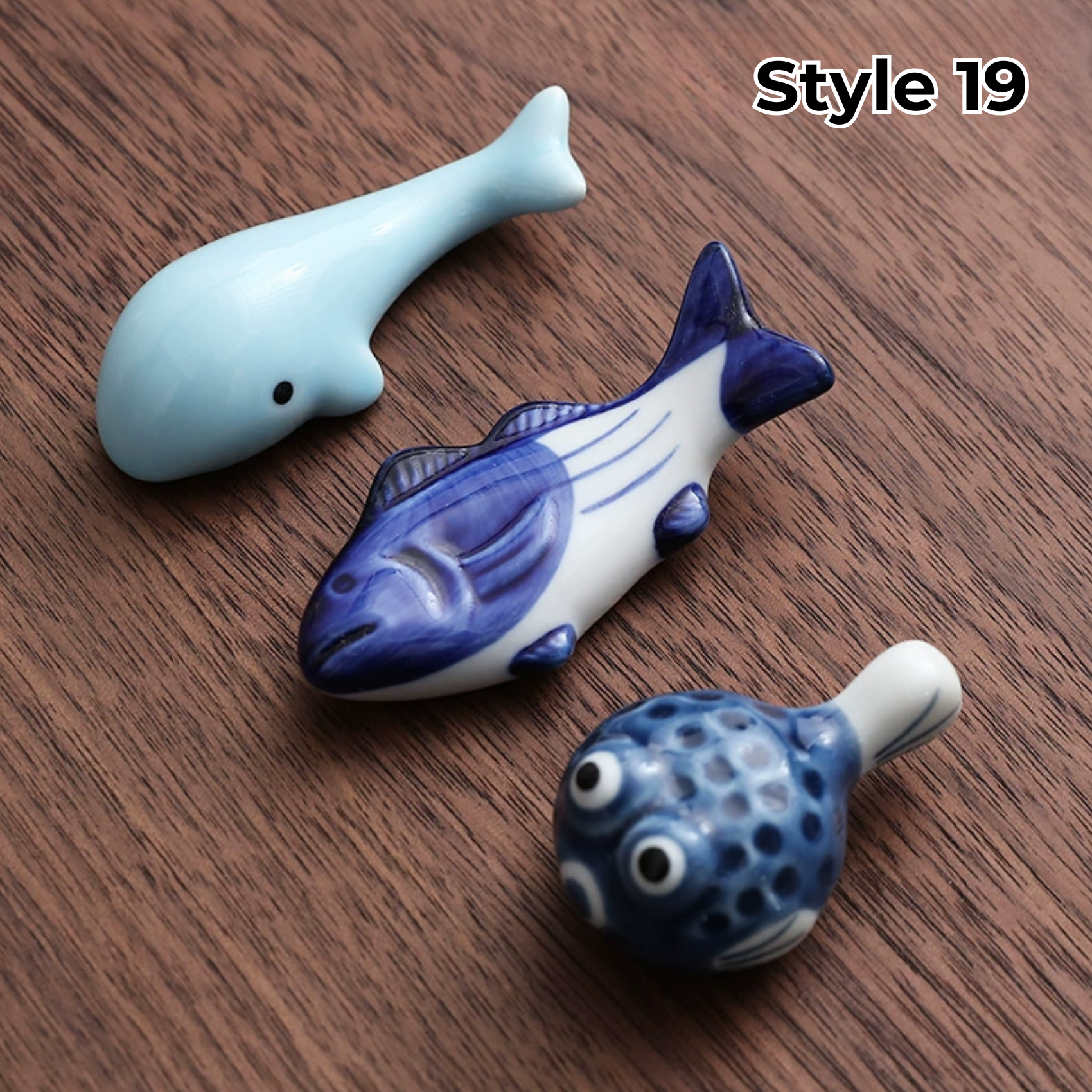 Ceramic Chopstick Rest with Animal and Fruit Motifs – Set of 3 | Sansoti