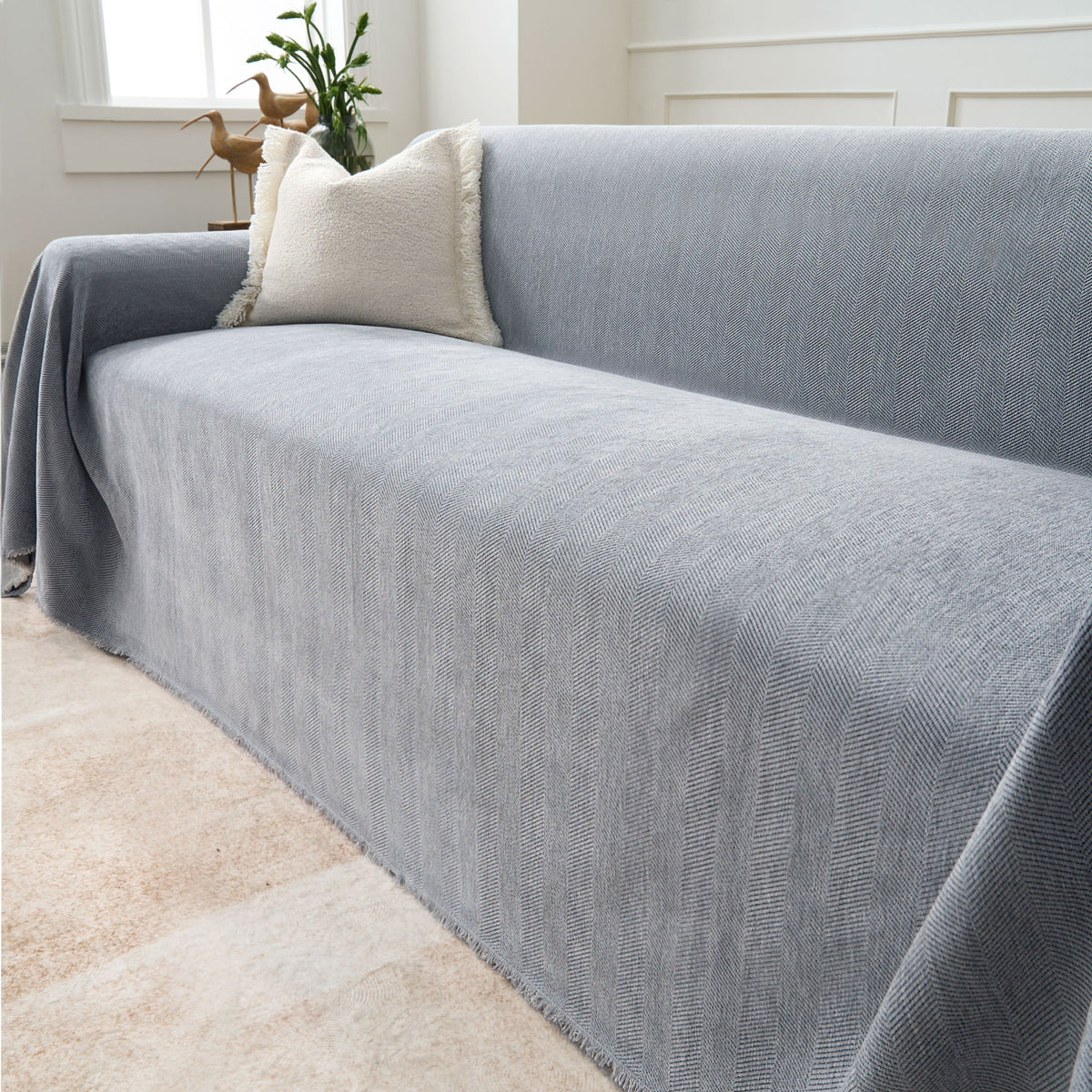 Fischgrätstruktur Sofabezug Haustierfreundlich Wasserabweisender Möbelschutz Textilgewebe Sofa Cover | Sansoti