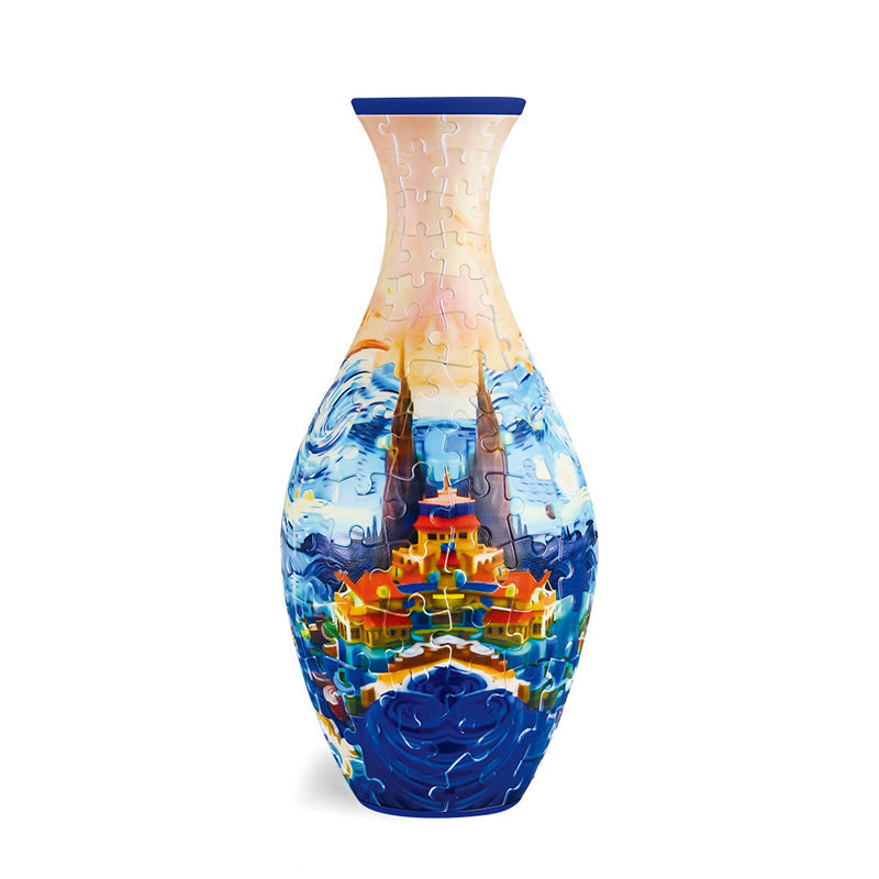 3D Puzzelvaas Zelfbouw – Creatief Decoratiestuk met 160 Puzzelstukjes – Unieke Vaas voor Bloemen – Doe-het-zelf Interieurobject – Inclusief Waterbeker en Standaard | Sansoti