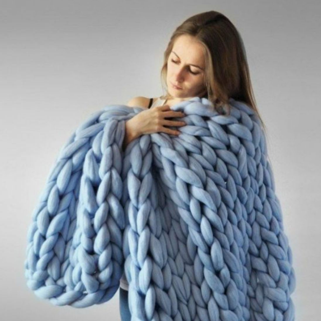 Gestrickte Decke 70x130cm Grob Gestrickt Plaid Weicher Überwurf Sofadecke Wohnzimmer Wärme Komfort Dekorativ | Sansoti