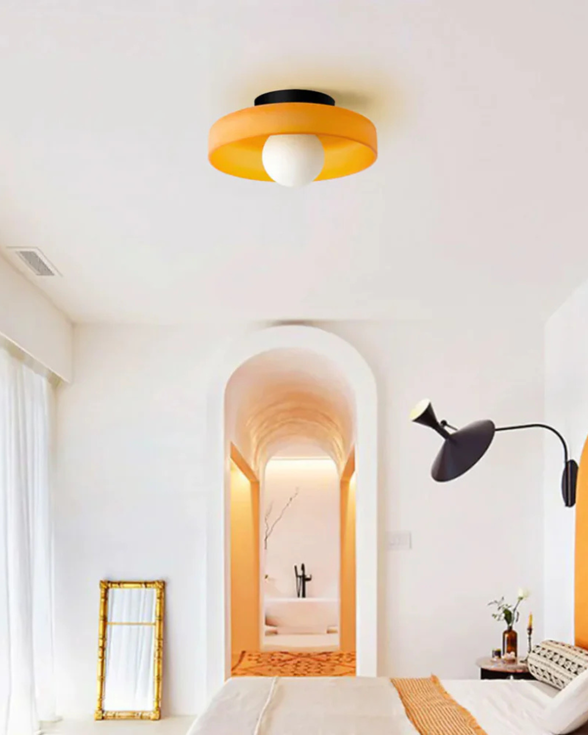 Moderne runde Deckenleuchte aus Glas und Eisen – minimalistische Designlampe für Wohn- und Schlafzimmer mit warmer Lichtfarbe | Restfield