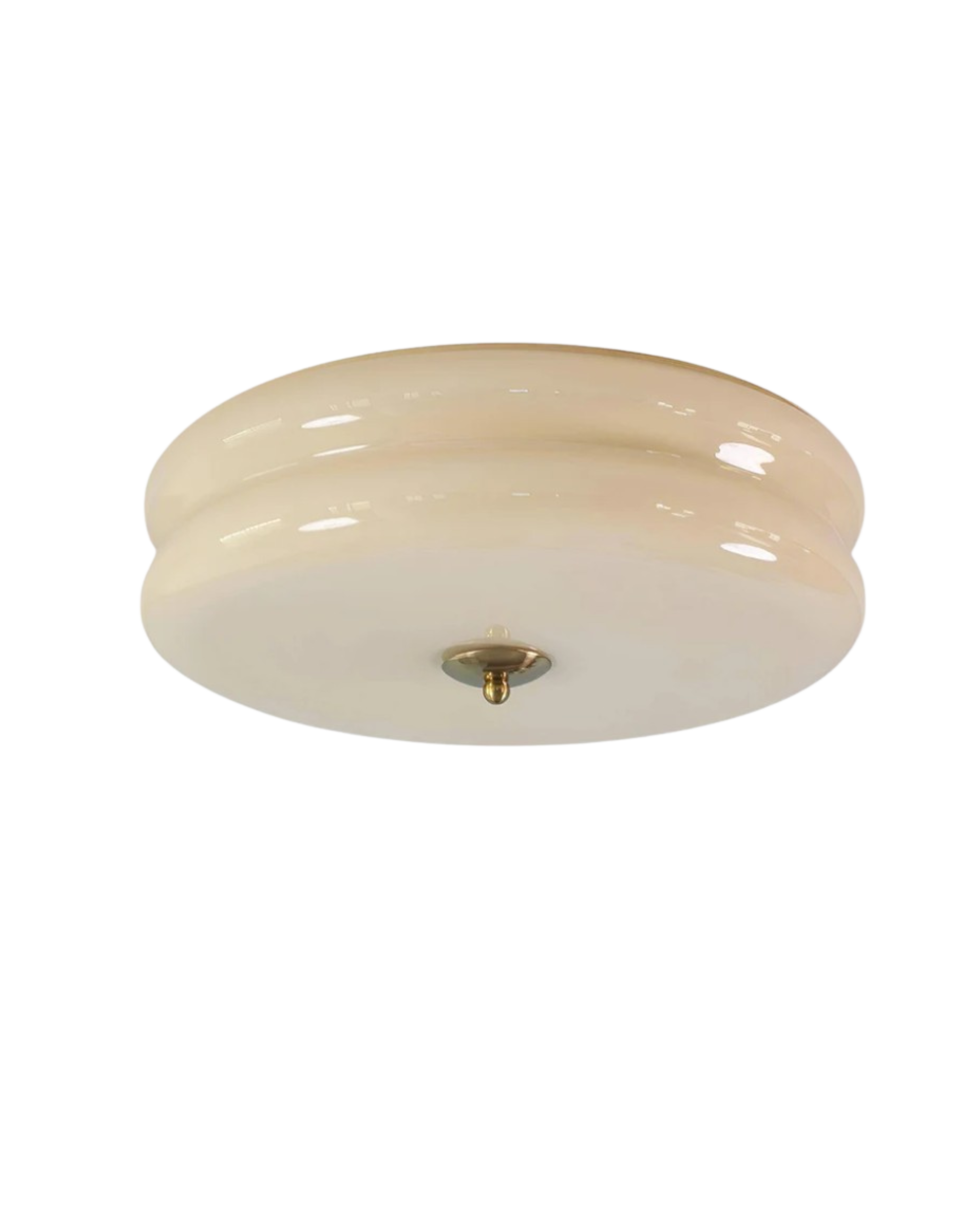 Art Deco Deckenleuchte in Beige mit Chromakzent und warmer Ambientebeleuchtung | Restfield