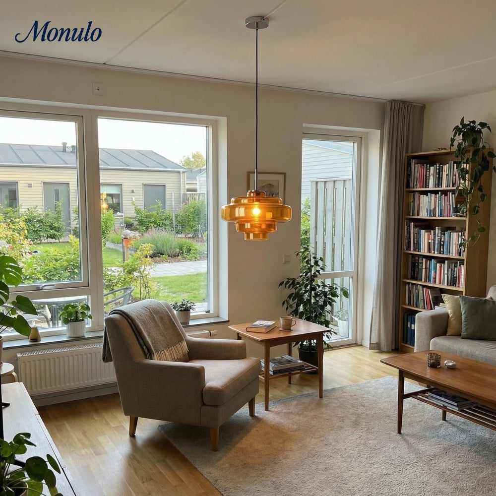 Gekleurde Glazen Hanglamp met Verstelbare Ophanging – Moderne Lichtpunt voor Eetkamer Keuken Woonkamer | Sansoti