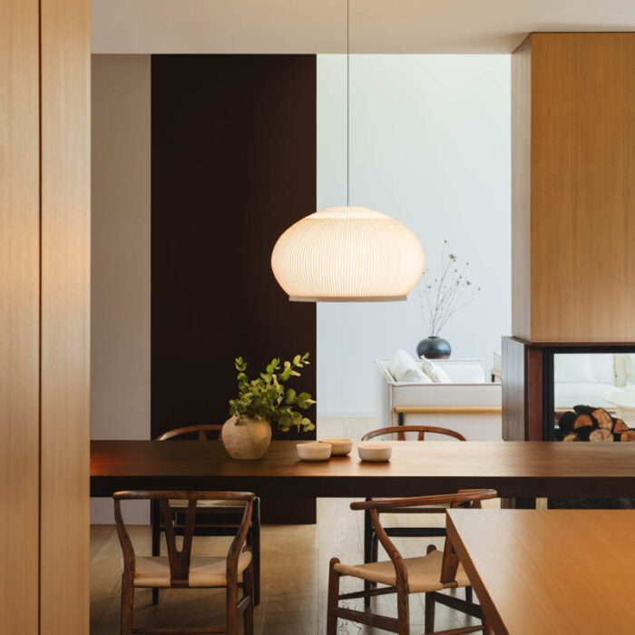 Japandi Hanglamp 3D Lycra 45 cm Beige Eettafel Woonkamer Dimbare LED Hanglamp Scandinavische Verlichting Interieur | Sansoti
