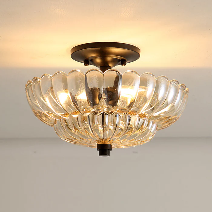 Retro Plafondlamp van Glas – Amberkleurig of Helder – Nostalgische Sfeerverlichting voor Keuken Woonkamer Eetkamer – Vintage Design – E27 Fitting | Sansoti