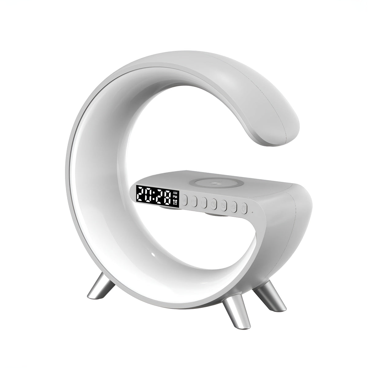 Multifunktionaler Wecker mit Bluetooth-Lautsprecher, kabelloser Ladefunktion und LED-Display, 3-in-1-Nachttisch-Gadget | Sansoti