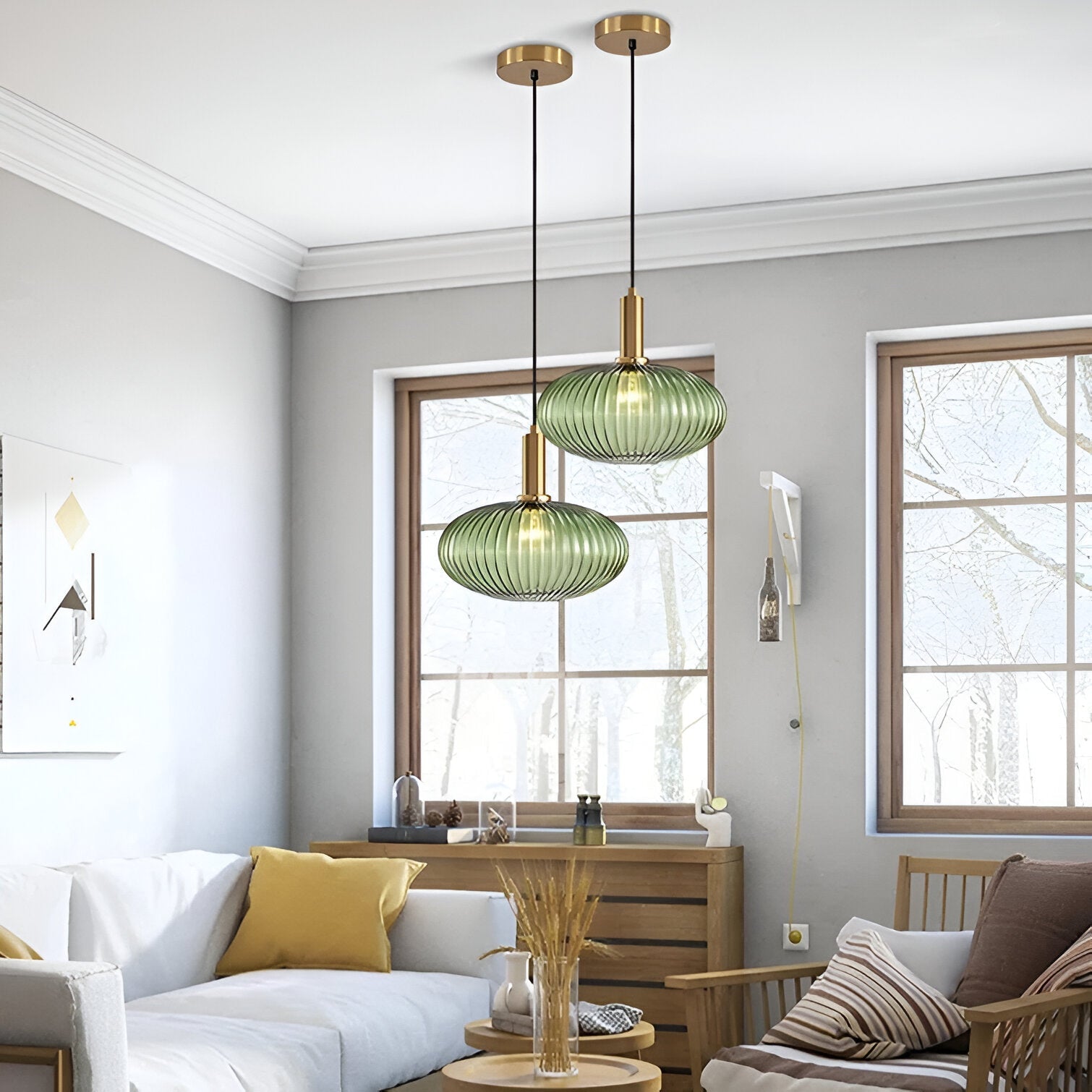 Hängelampe Buntglas Retro Nordisch E27 Weiß Grün Rosa Ø13 Ø30 Esszimmer | Restfield