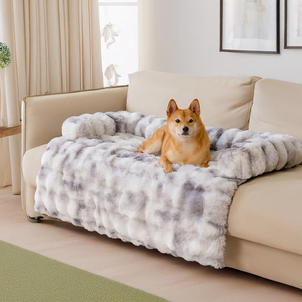 Pluche Hondenmand Sofa Beschermer Huisdiermat Antislip Bodem Wasbaar Comfort Rustplek – Grijs Koffie Tie-Dye | Sansoti