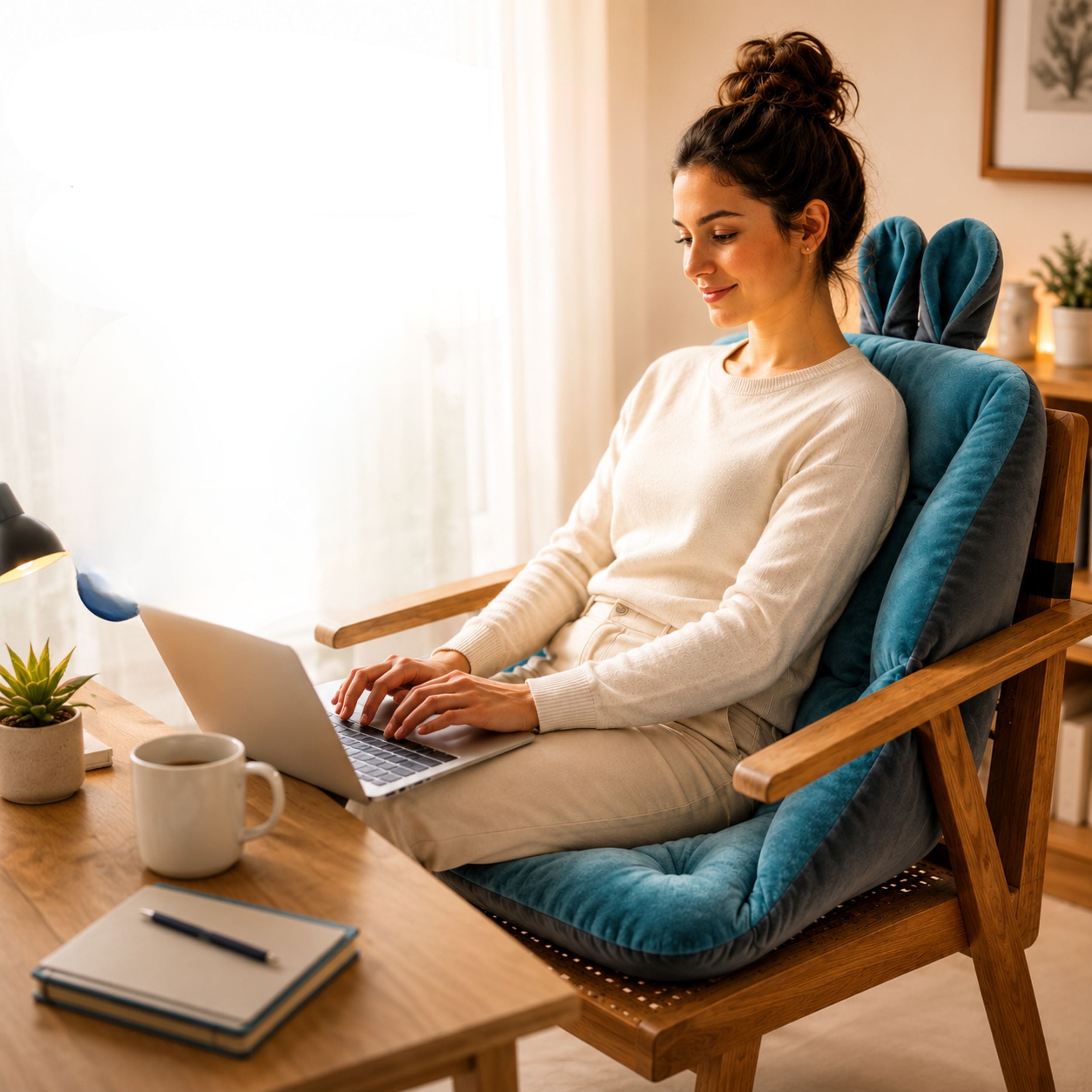 Ergonomisch Stuitkussen voor Pijnvrij Zitten – Memory Foam Zitondersteuning met Coccyx Relief | Sansoti