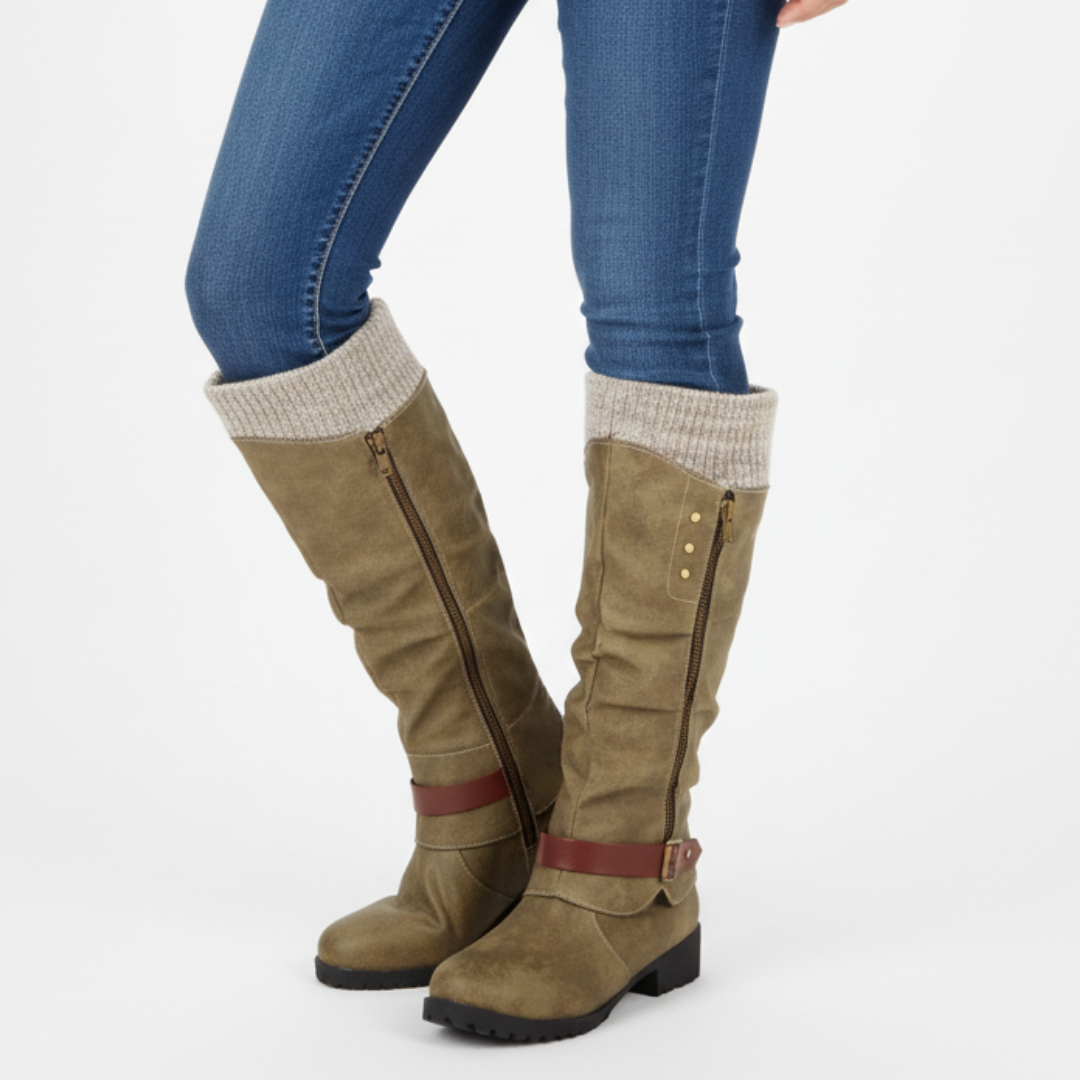 Lined Winter Boots with Orthopedic Support Side Zip 4cm Heel Height Warm Calf Boots for Women and Men | Sansoti