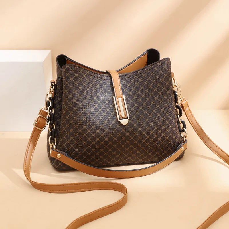 Handgemaakte Schoudertas Dames PU-leer Vintage Stijl Camel Zwart Bruin Dagelijks Gebruik Elegante Tas | Sansoti