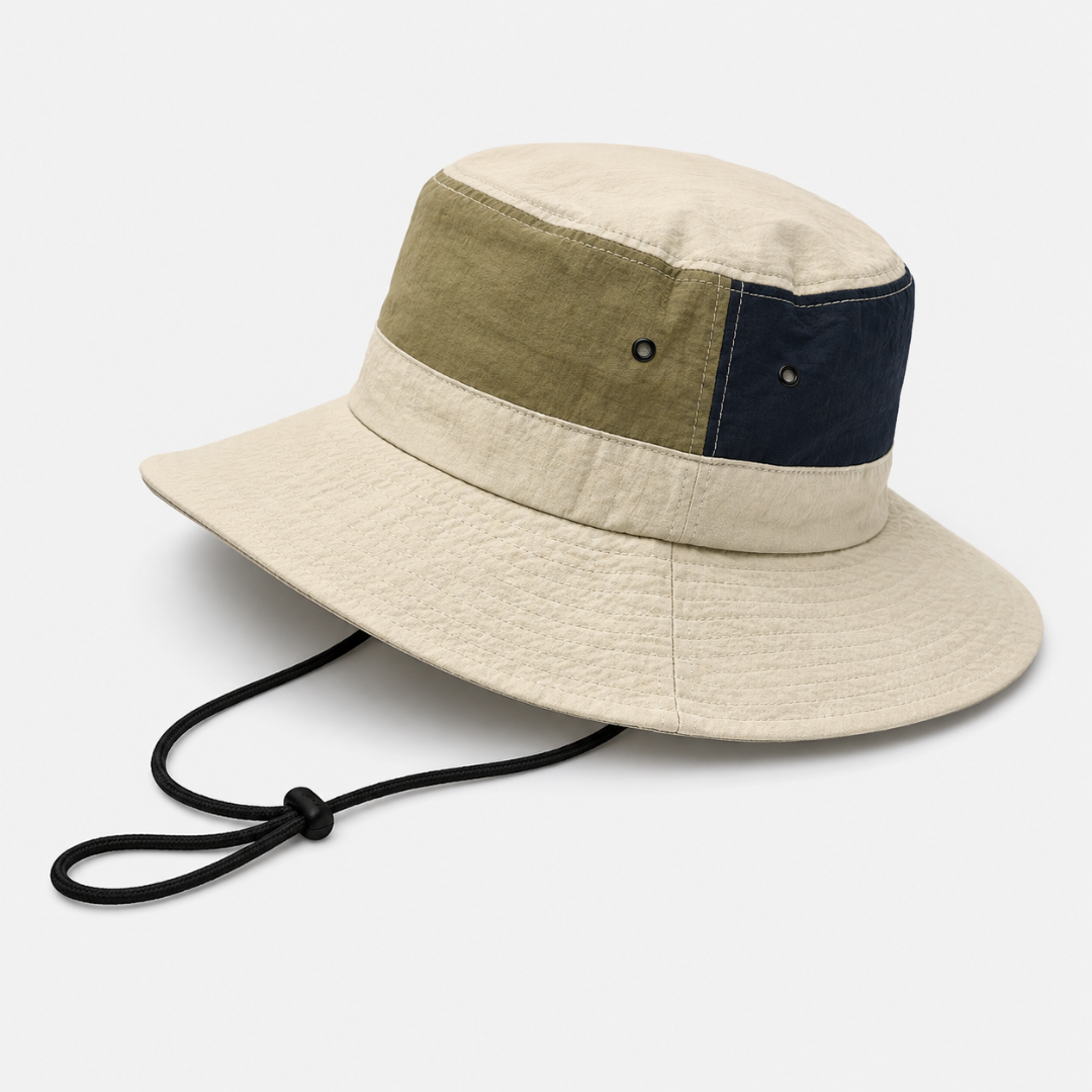 Outdoor Zonnehoed Brede Rand Unisex met Kinband Sneldrogend UV-Bescherming voor Wandelen Kamperen Vissen | Sansoti