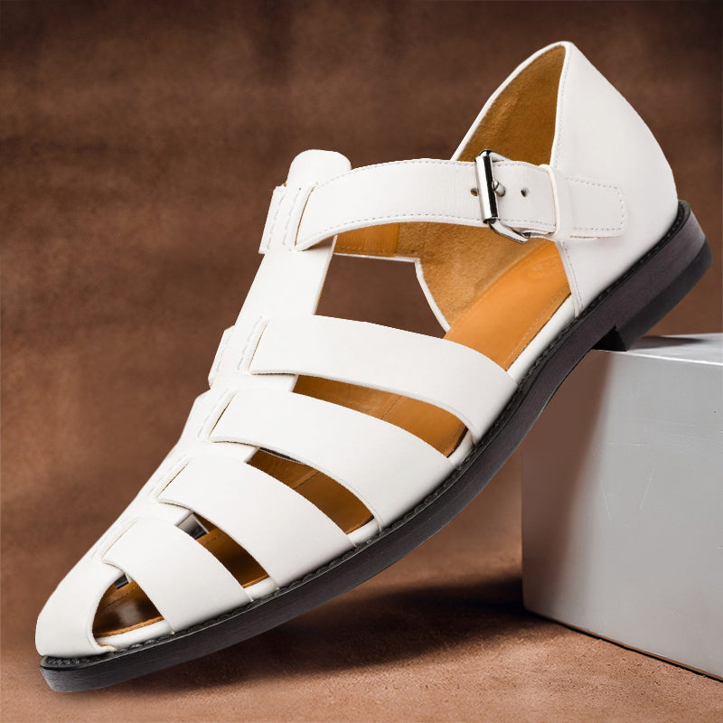Leren Sandalen Heren – Ademend Zomerschoeisel met Zachte Zool – Bruin Wit Zwart Navy Koffie – Maat 38-47 | Sansoti