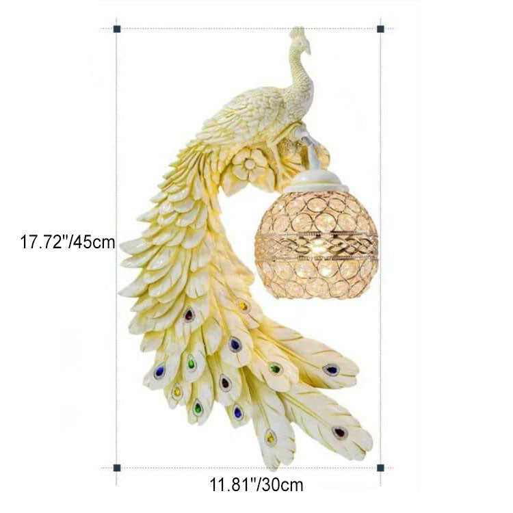 Pfau Wandleuchte Kristall Harz Bunt 45cm Wohnzimmer Schlafzimmer Dekorative Wandbeleuchtung Tier Luxus Art Deco Flur | Restfield