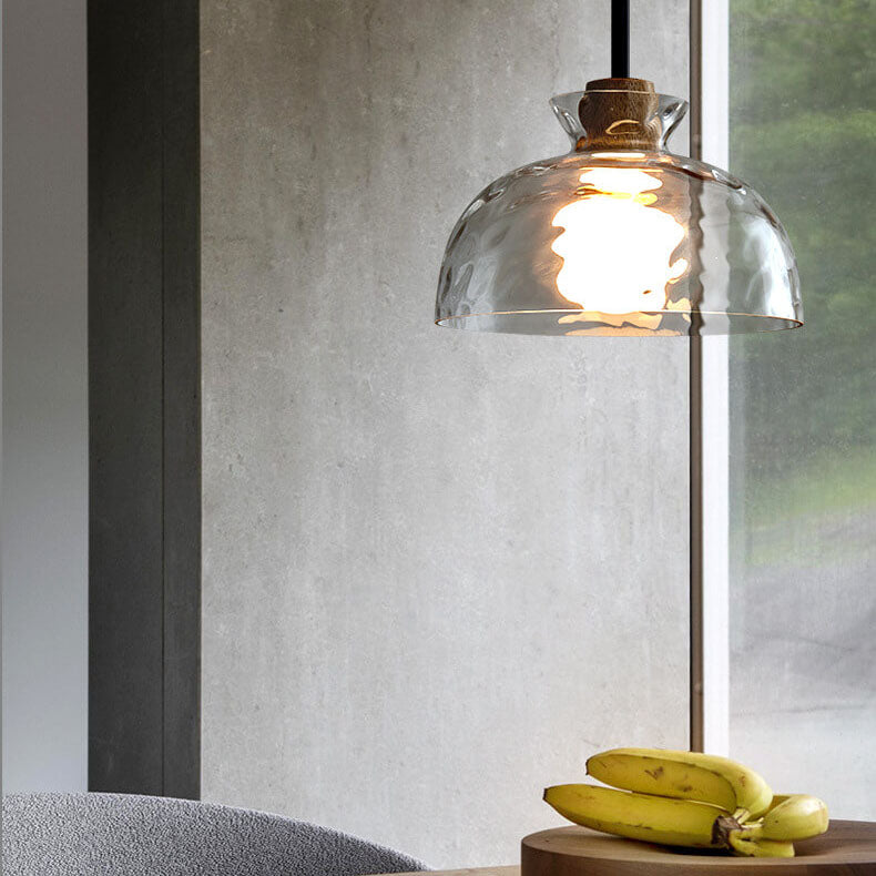 Hanglamp Glas Hout Transparant E26 Woonkamer Slaapkamer Eetkamer Pendellamp Glazen Kap Bell Cone Bowl Industrieel Retro | Sansoti