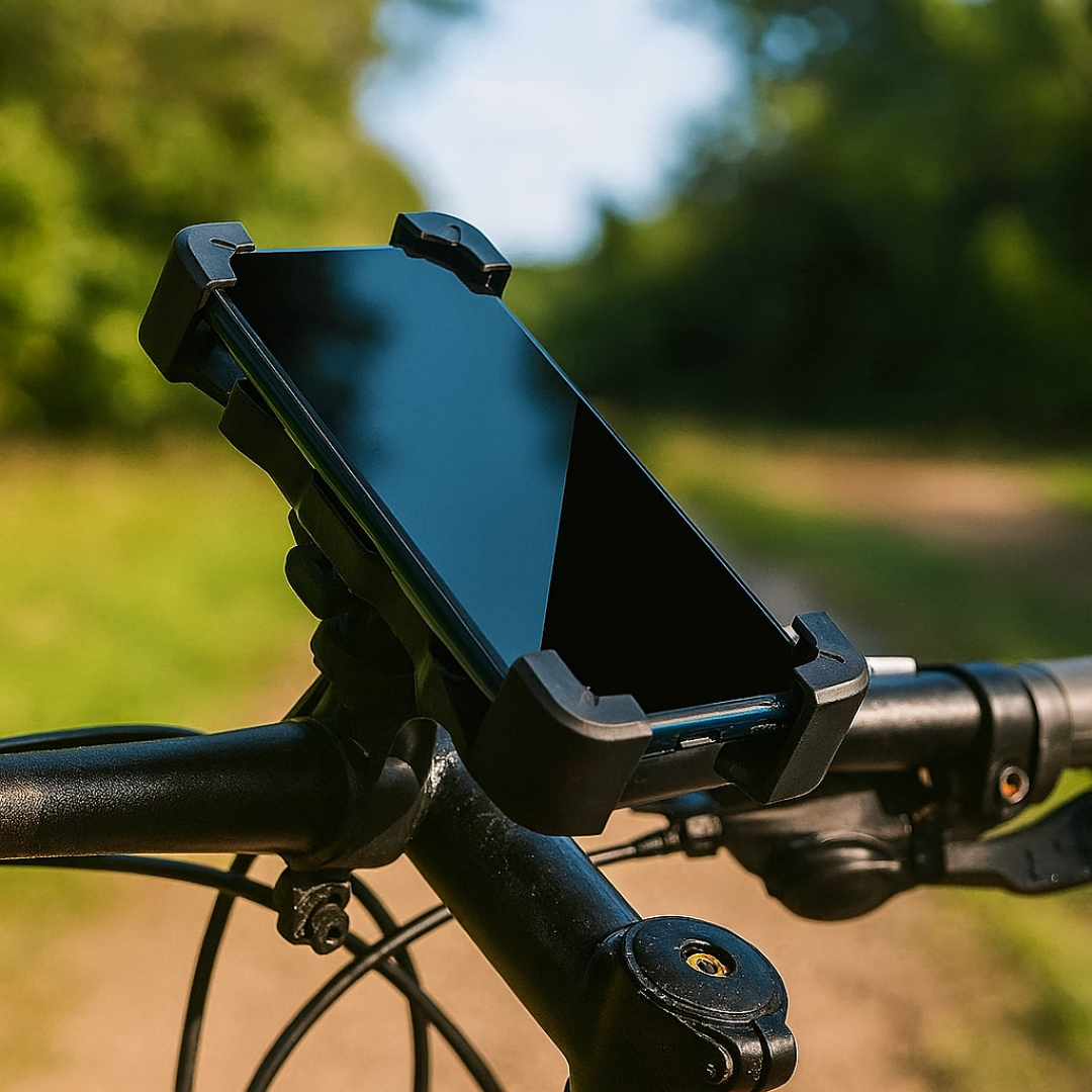 Support universel pour smartphone à vélo, aluminium noir, rotation à 360° pour une navigation sécurisée à vélo | Sansoti