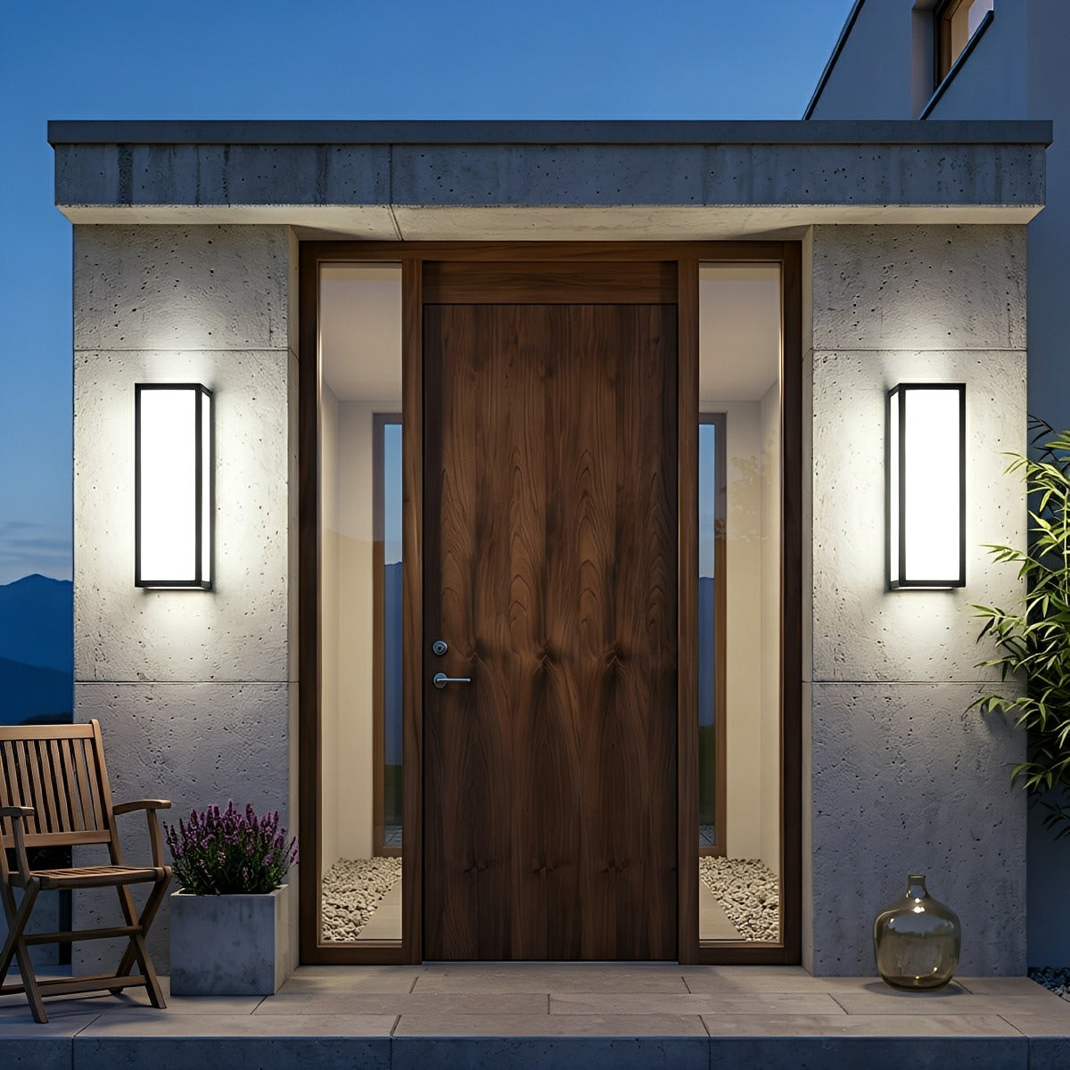 Applique murale avec détecteur de mouvement rectangulaire en aluminium noir 18W 30W, LED d'extérieur et d'intérieur, IP65 étanche | Sansoti