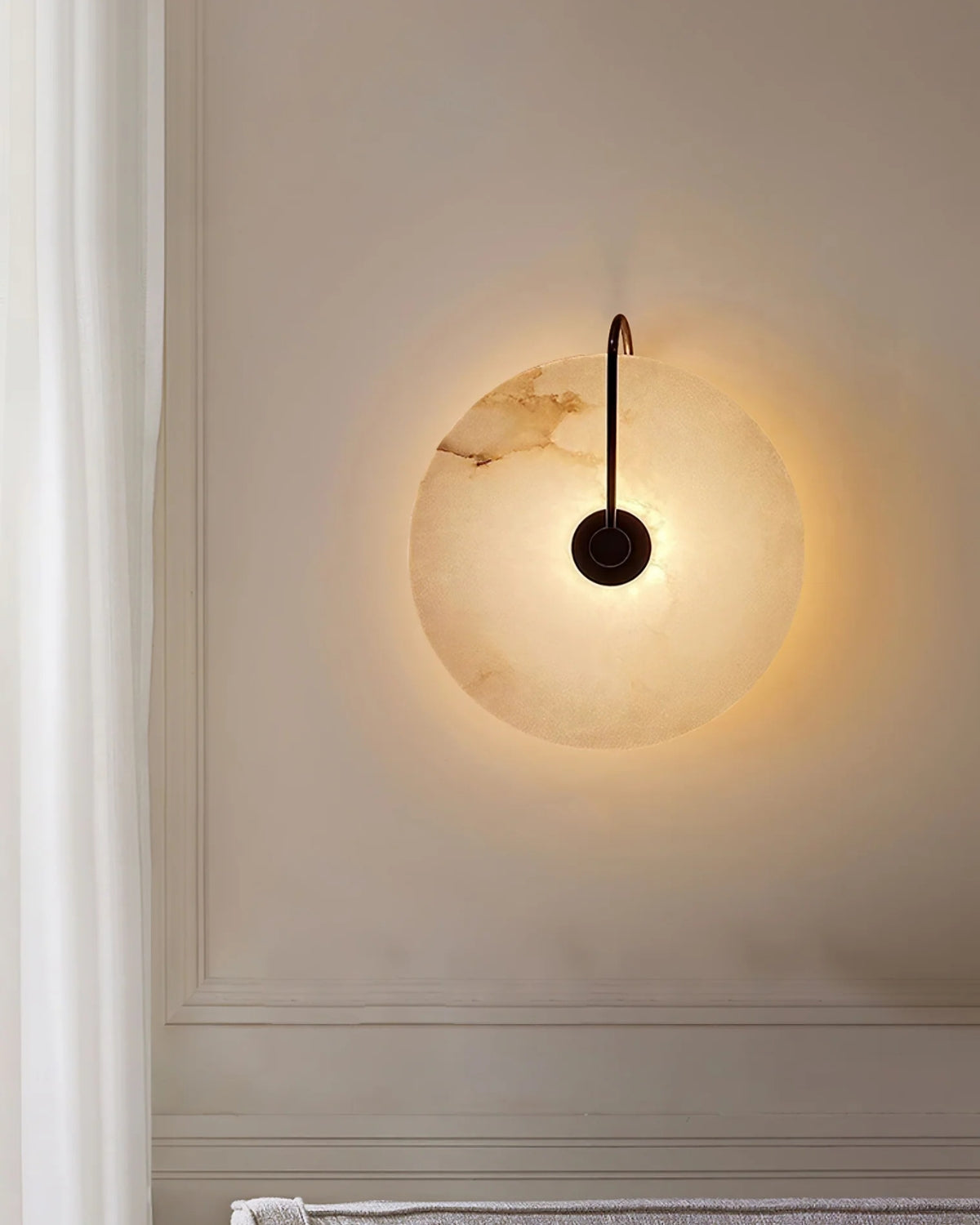 Ronde LED Wandlamp Acrylaat 20-25cm Zwart Goud Warm Licht Slaapkamer Hal | Sansoti