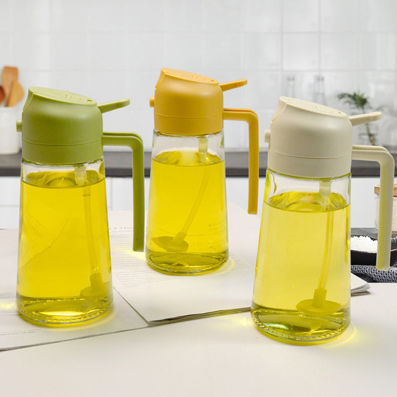 Vaporisateur et distributeur d’huile en verre 2-en-1, flacon à pompe et spray pour vinaigre et sauce soja, dosage en cuisine, huile 470ml | Sansoti